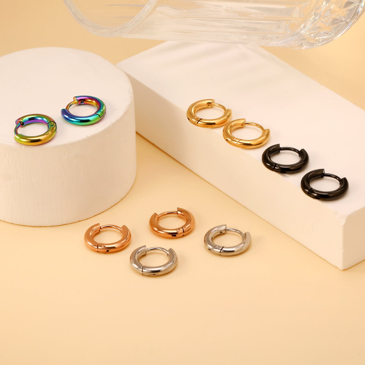 Damen Hängende Ohrringe aus hochwertigem Edelstahl mit rosé goldplattierter Oberfläche Shop Nory