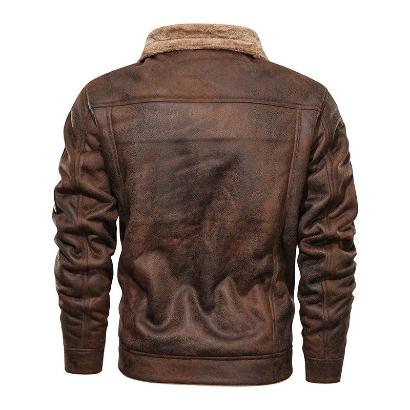 Herren Wildlederjacke mit Teddyfutter und Military-Patches Shop Nory
