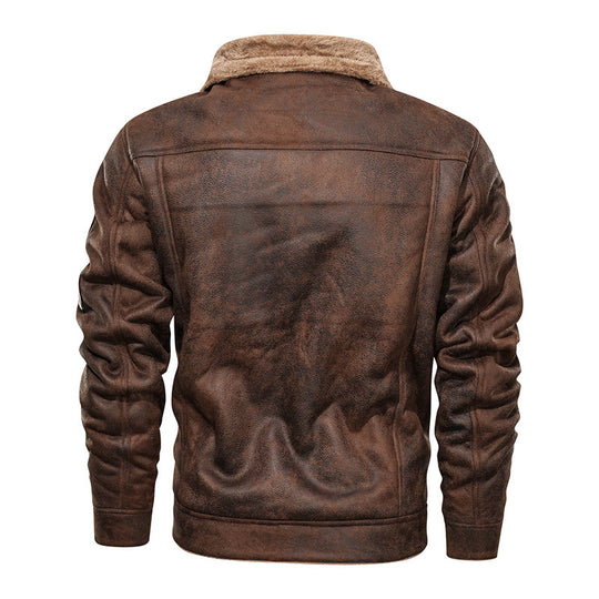 Herren Wildlederjacke mit Teddyfutter und Military-Patches Shop Nory