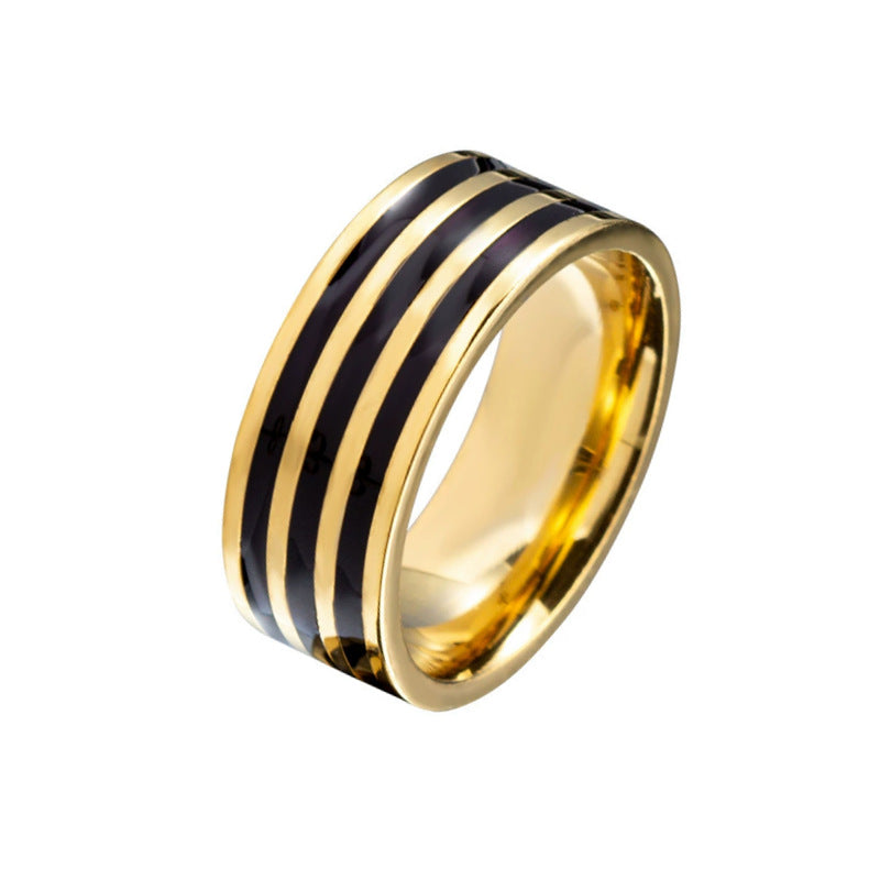 Herren Ring mit elegantem Edelstahl- und schwarzem Akzent-Shop Nory