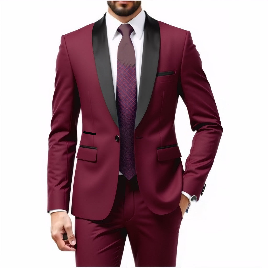 Herren Schmal geschnittener Smokinganzug mit Schalkragen und Ein-Knopf-Sakko Shop Nory