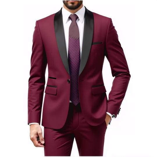 Herren Schmal geschnittener Smokinganzug mit Schalkragen und Ein-Knopf-Sakko Shop Nory