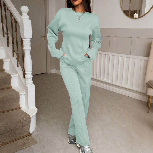 Damen nan weiches Lounge-Set mit tailliertem Sweatshirt, formgebenden Nahtdetails und weitem Palazzohosen-Bein Shop Nory