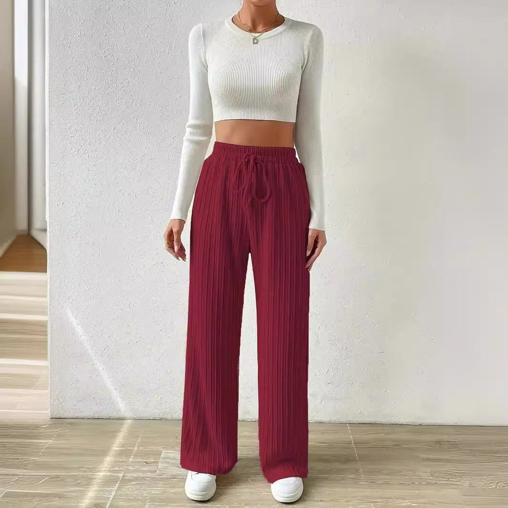 Damen Lässige Stretch-Hose mit elastischem Bund und praktischer Kordel