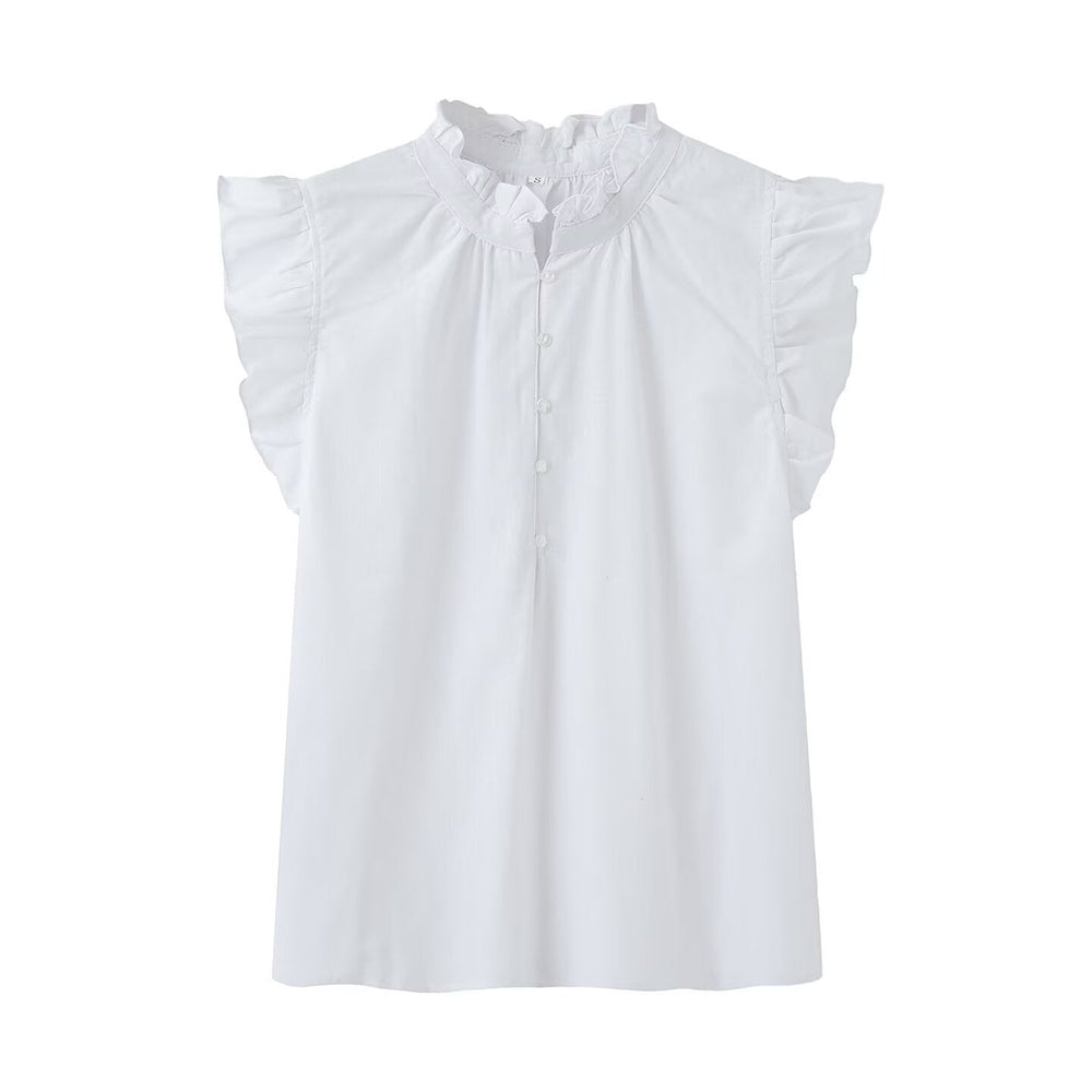 Damenbluse mit Rüschendetails und Knopfleiste