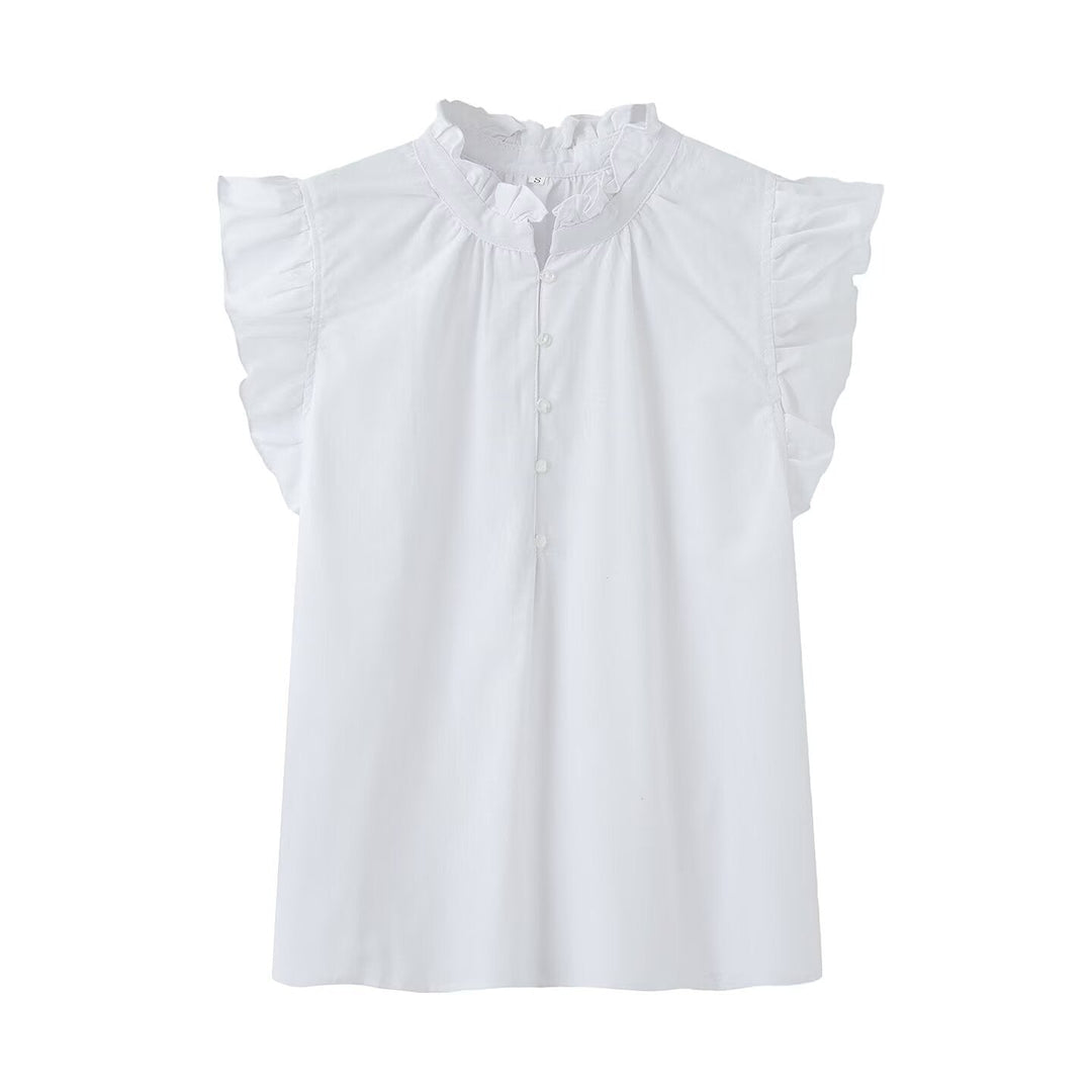 Damenbluse mit Rüschendetails und Knopfleiste