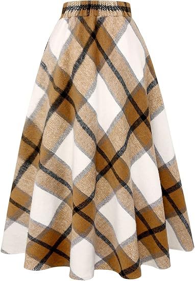 Damen Schwingender A-Linien Rock im modischen Karomuster Shopnory