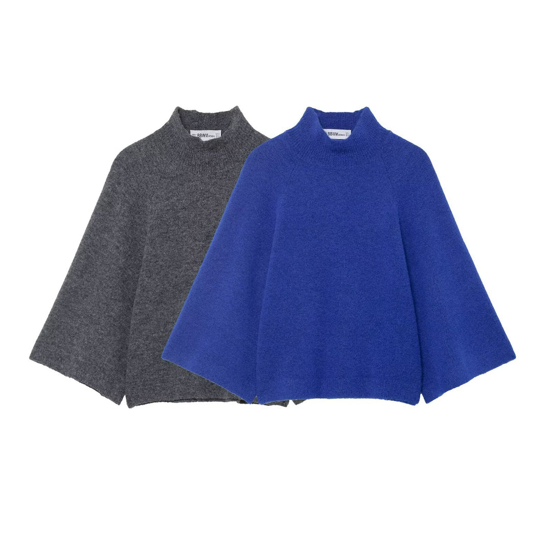 Damen Oversize Strickponcho mit Stehkragen und weitem Swing‑Schnitt Shop Nory