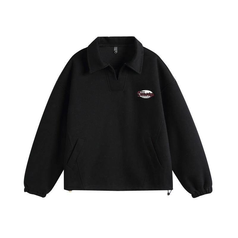 Unisex Lässiges Polo‑Sweatshirt mit offenem Kentkragen, Oversize‑Schnitt und Eingrifftaschen Shop Nory