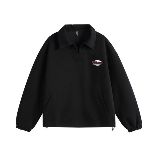 Unisex Lässiges Polo‑Sweatshirt mit offenem Kentkragen, Oversize‑Schnitt und Eingrifftaschen Shop Nory
