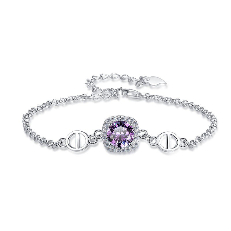 Damenarmband mit strahlend gelbem Kristall und funkelndem Zirkonia-Rahmen Shop Nory