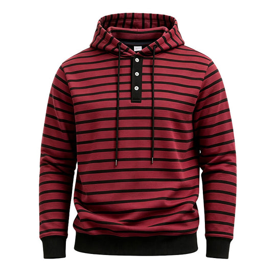 Herren Kapuzenpullover mit Knopfleiste und modischem Streifenmuster Shop Nory