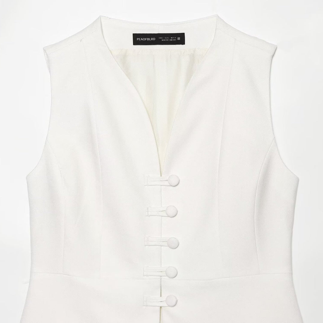 Damen High-Waist Schlaghose mit Zierknopfleiste und Eingrifftaschen Shop Nory