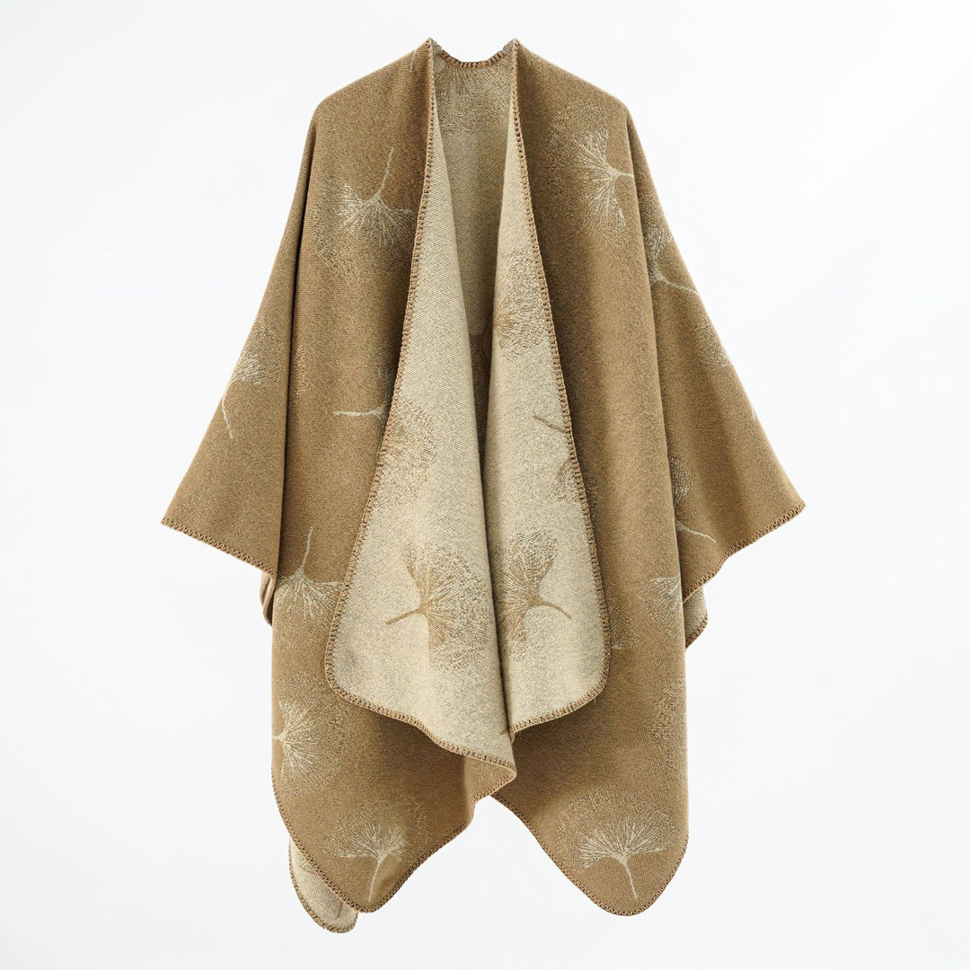 Damen Oversize‑Wickelcape aus jacquardgestricktem Wollmix mit Pusteblumenmuster Shop Nory