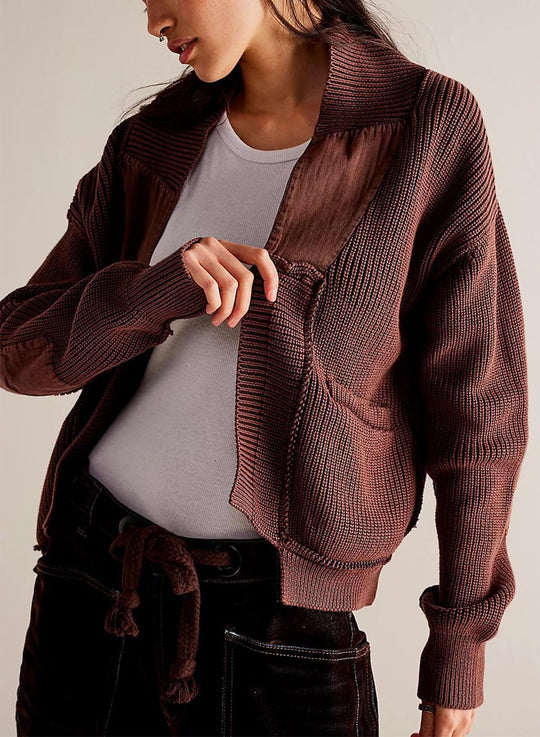 Damen Modische Strickjacke mit großen Taschen