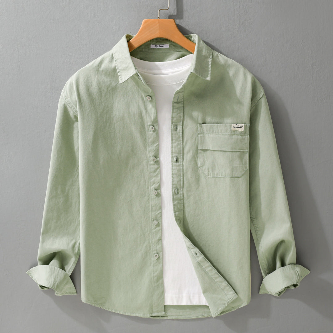 Herren Leichtes Baumwoll-Overshirt mit Kentkragen, Brusttasche und Relaxed-Fit Shop Nory