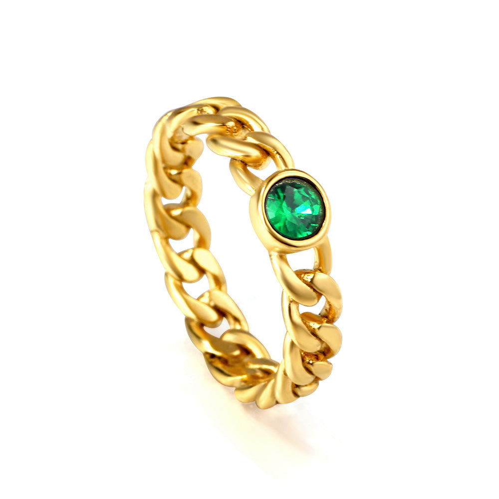 Damen Zierlicher Ring mit funkelndem Zirkonia und hochwertiger goldplattierter Edelstahl-Oberfläche Shop Nory