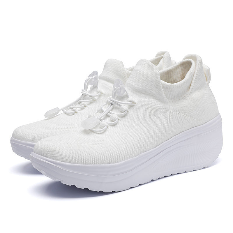 Damen Keil‑Plateau‑Sneaker mit Strickschaft, Sock‑Design und Schnellzug‑Schnürung Shop Nory
