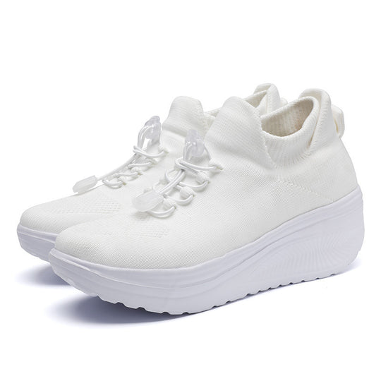 Damen Keil‑Plateau‑Sneaker mit Strickschaft, Sock‑Design und Schnellzug‑Schnürung Shop Nory