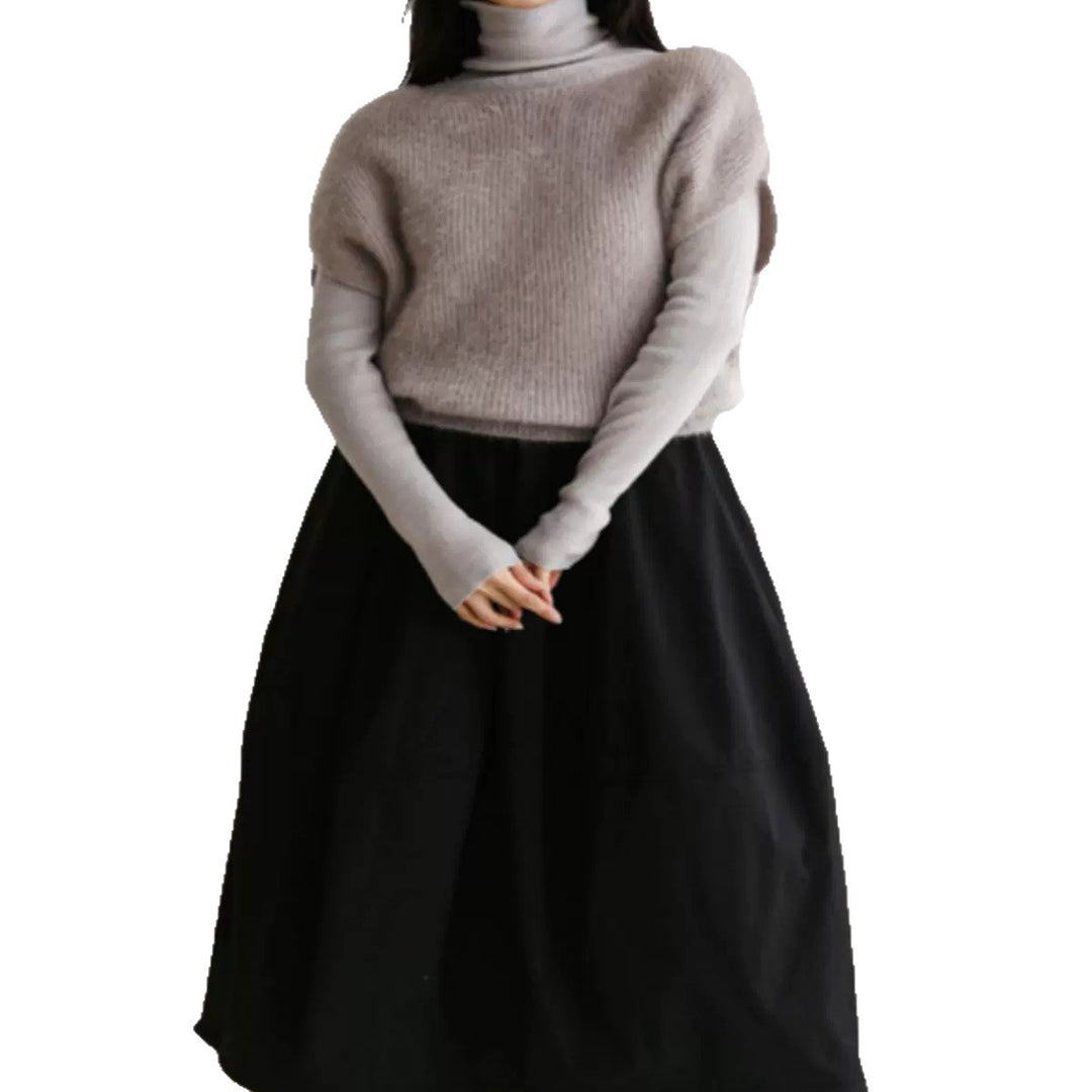 Damen Langer Voluminöser Maxi-Rock mit weitem Saum und elastischem Bund Shop Nory