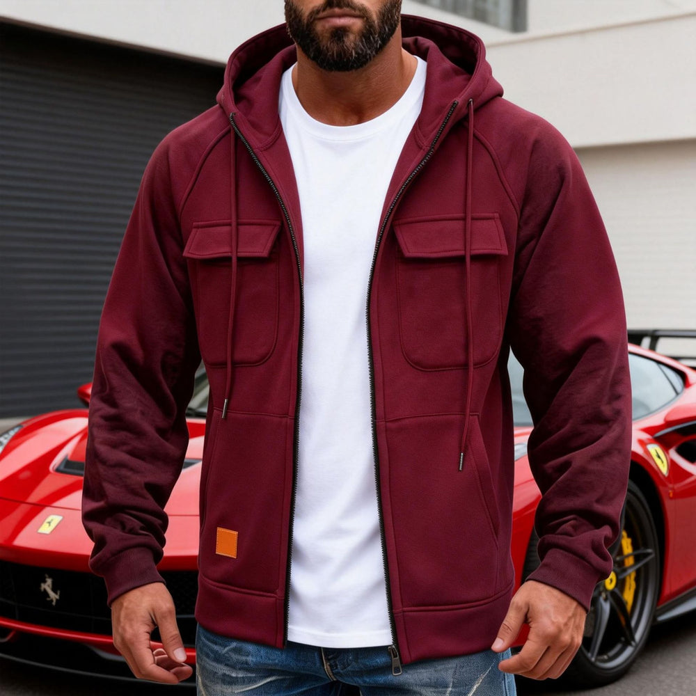 Herren Kapuzenjacke mit durchgehendem Reißverschluss, Brustklappen und moderner Slim‑Fit-Silhouette Shop Nory