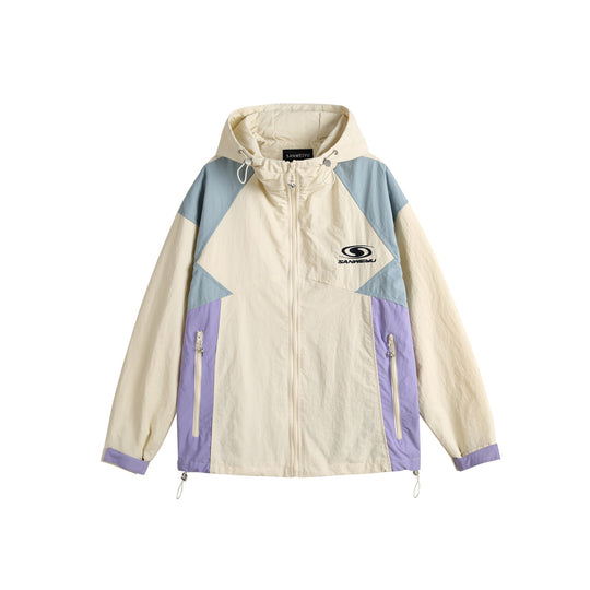 Unisex Leichte Kapuzen‑Windjacke im Colorblock‑Design mit Zwei‑Wege‑Reißverschluss Shop Nory