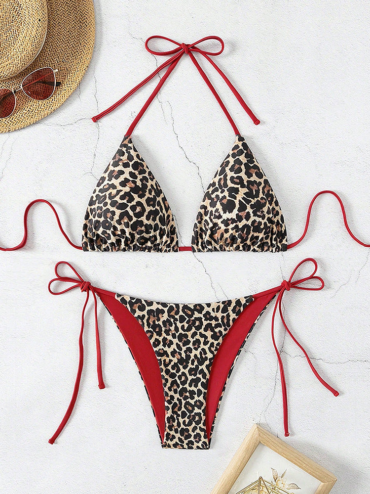 Damen Triangel-Bikini-Set mit verstellbaren BindShopnoryändern und animalischem Design
