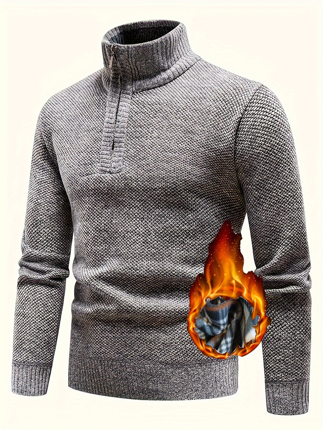 Herren Thermo-Strickpullover mit Stehkragen und Halbzip Shop Nory