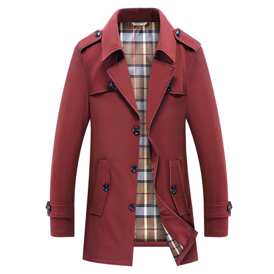 Herren Kurz-Trenchcoat im klassischen Stil mit karierter Innenfütterung, Schulterklappen und Pattentaschen Shop Nory
