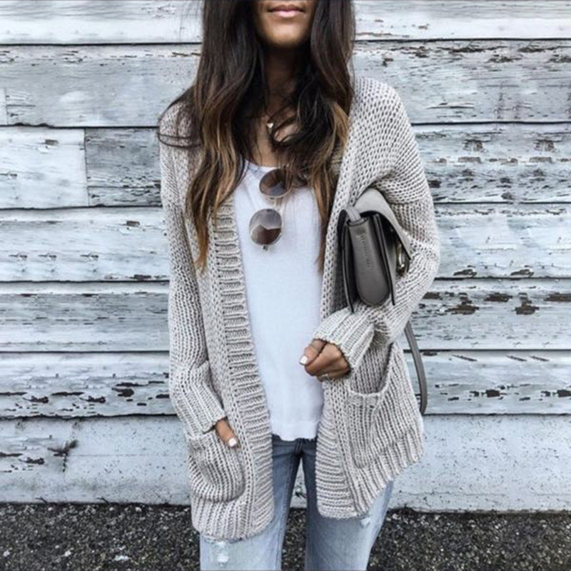 Damen Grobstrick-Cardigan mit lässigem Schnitt und praktischen Taschen