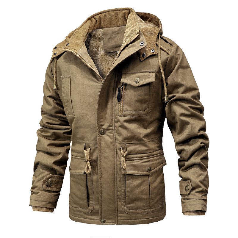Herren Thermisch gefütterte Parka-Jacke mit Teddyfutter, Kapuze und Multifunktionstaschen Shop Nory