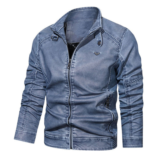 Herren Jeansoptik Zip‑Blouson im Bomberstil mit ergonomischen Nähten und Stehkragen Shop Nory