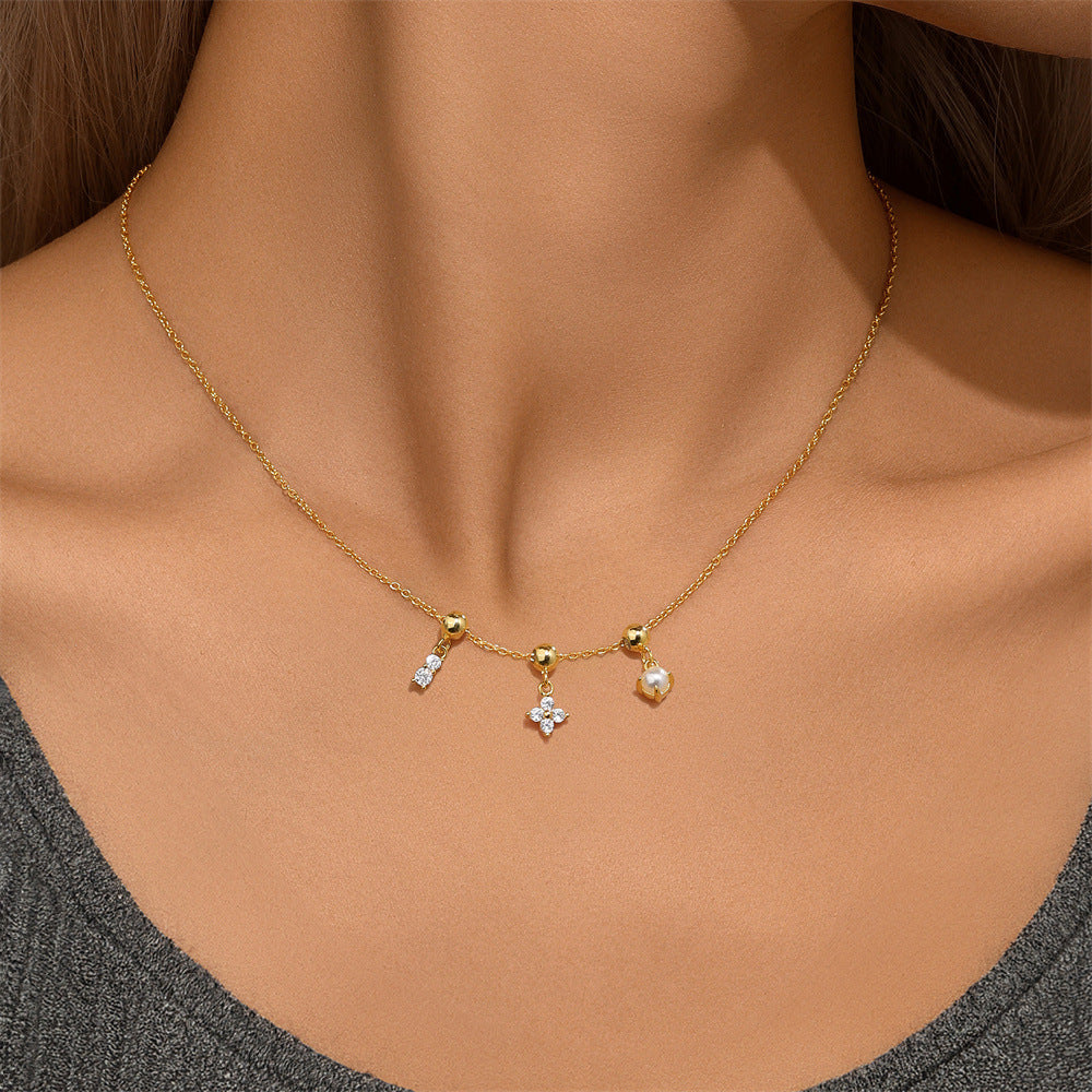 925 Sterling Silber Zirkon Kabelkette Beschichtung Geometrische Multi Charms Halskette | Shop Nory