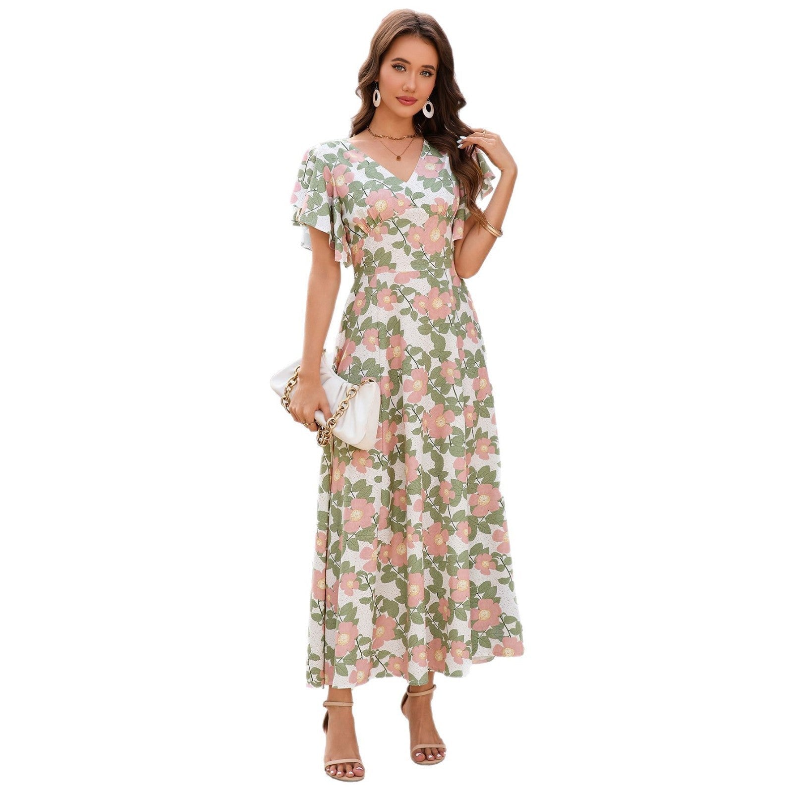 Damen Maxikleid mit Blumenmuster