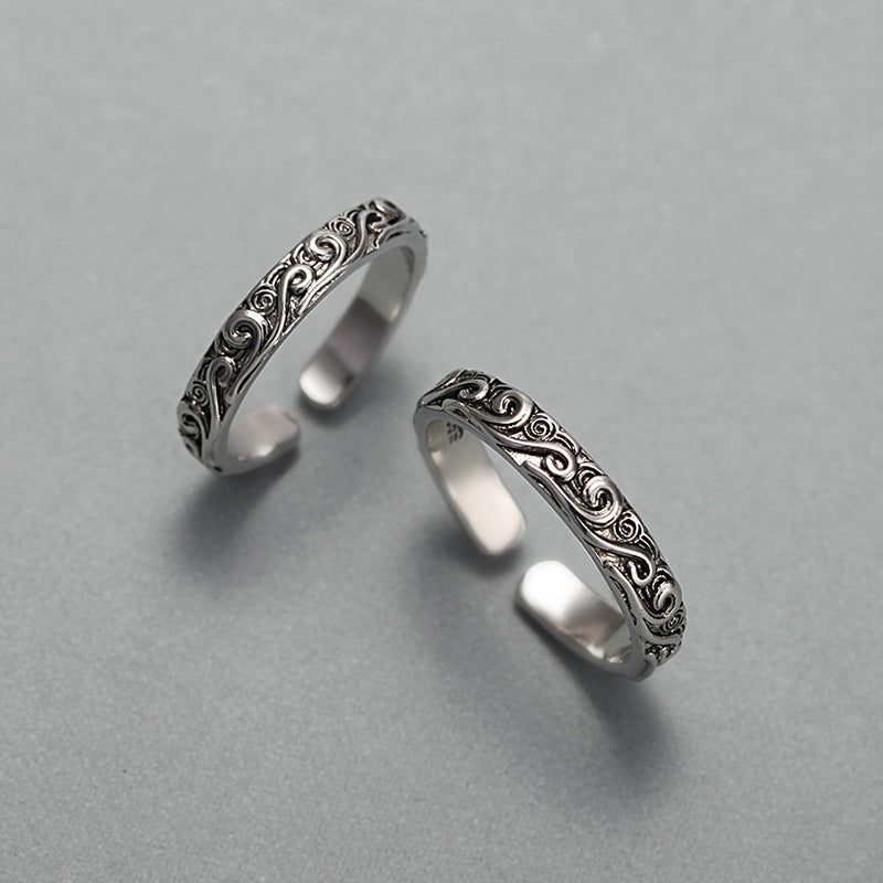 Damen Offener Ring mit kunstvollem Wellenmuster Shop Nory