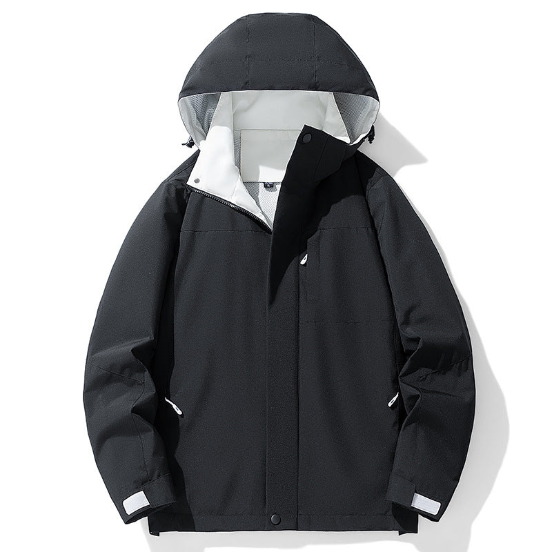 Herren Dreilagige wasserabweisende Kapuzen‑Outdoorjacke mit Mesh‑Futter und verdecktem Reißverschluss Shop Nory