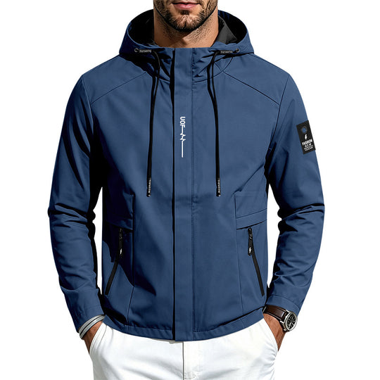 Herren Leichte Softshelljacke mit Kapuze wind- und wasserabweisend Reißverschlusstaschen Shop Nory