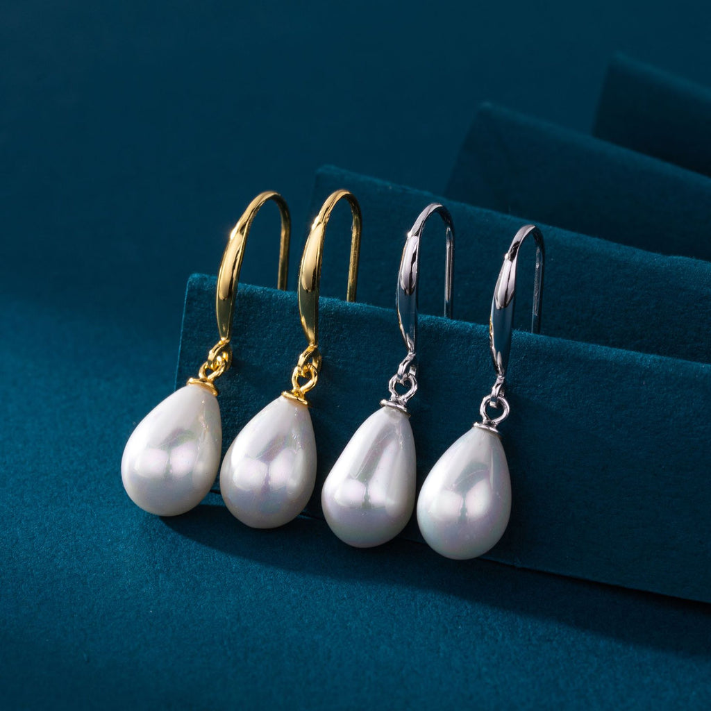 Damen Ohrringe mit eleganten Tropfenperlen aus hochwertigem 925 Sterling Silber Shop Nory