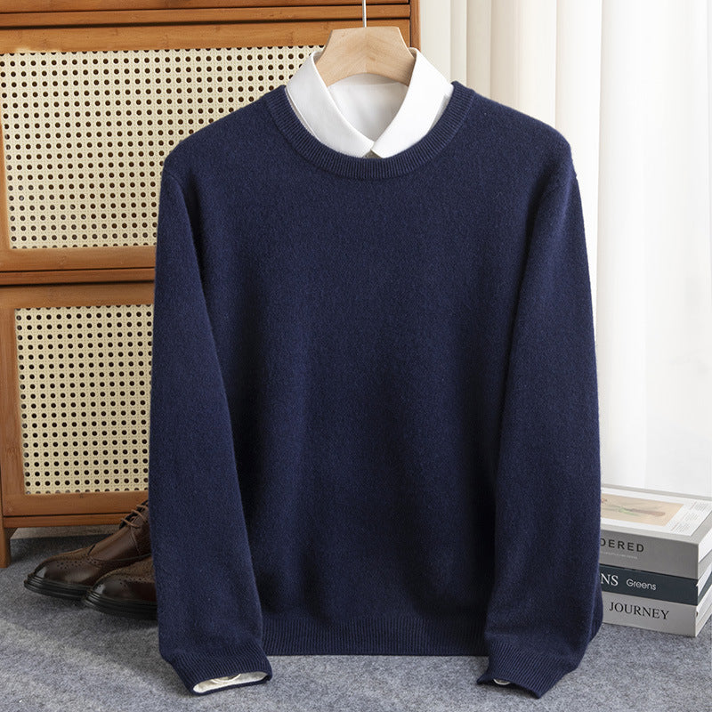 Herren Schlichter Rundhals-Feinstrickpullover kaschmirähnliche Haptik mit gerippten Abschlüssen Shop Nory