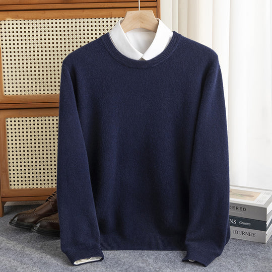 Herren Schlichter Rundhals-Feinstrickpullover kaschmirähnliche Haptik mit gerippten Abschlüssen Shop Nory