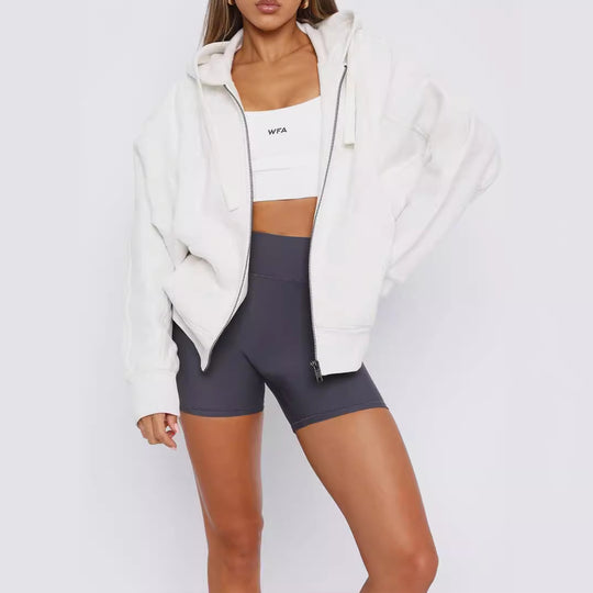 Damen Oversize Kapuzenjacke mit Reißverschluss und French-Terry-Futter Shop Nory
