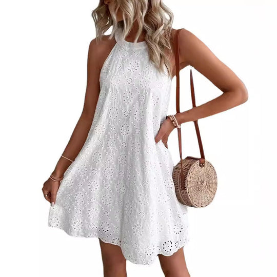 Damen Sommerliches Strandkleid mit floralen Stickereien