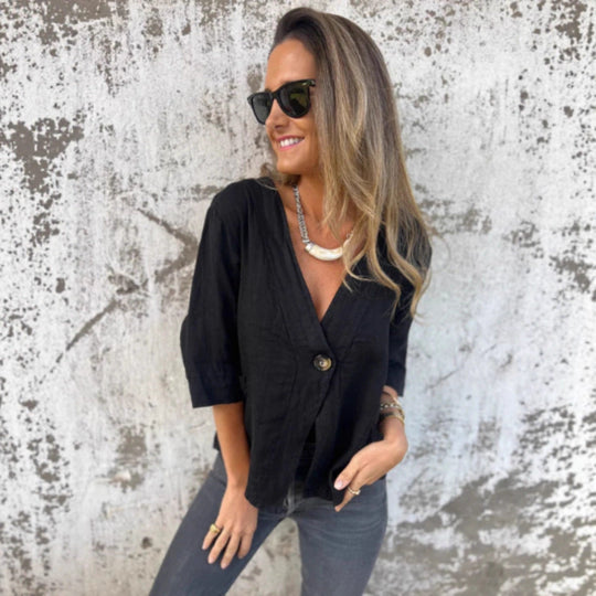 Damen Leichtes Leinenblazer mit kurzer Arm