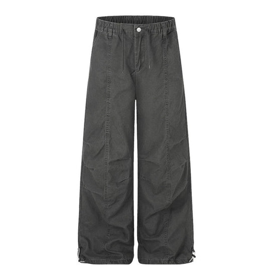 Damen Weite Canvas-Cargo-Palazzo-Hose mit elastischem Komfortbund und verstellbarem Saum Shop Nory