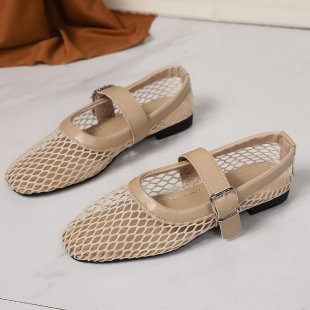 Damen Netzhäusliche Ballerinas mit modischer Schnallenverzierung