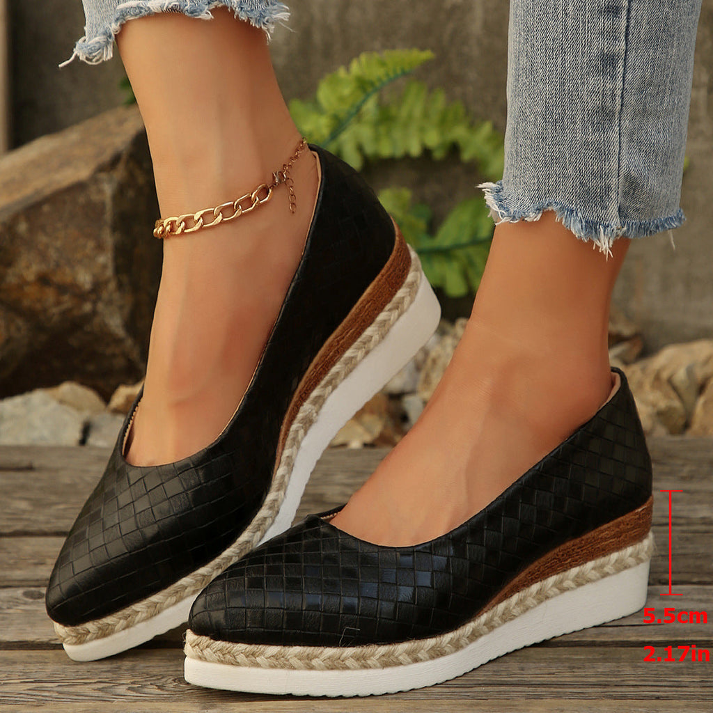 Damen Elegante Keil-Ballerinas aus Leder Shopnory