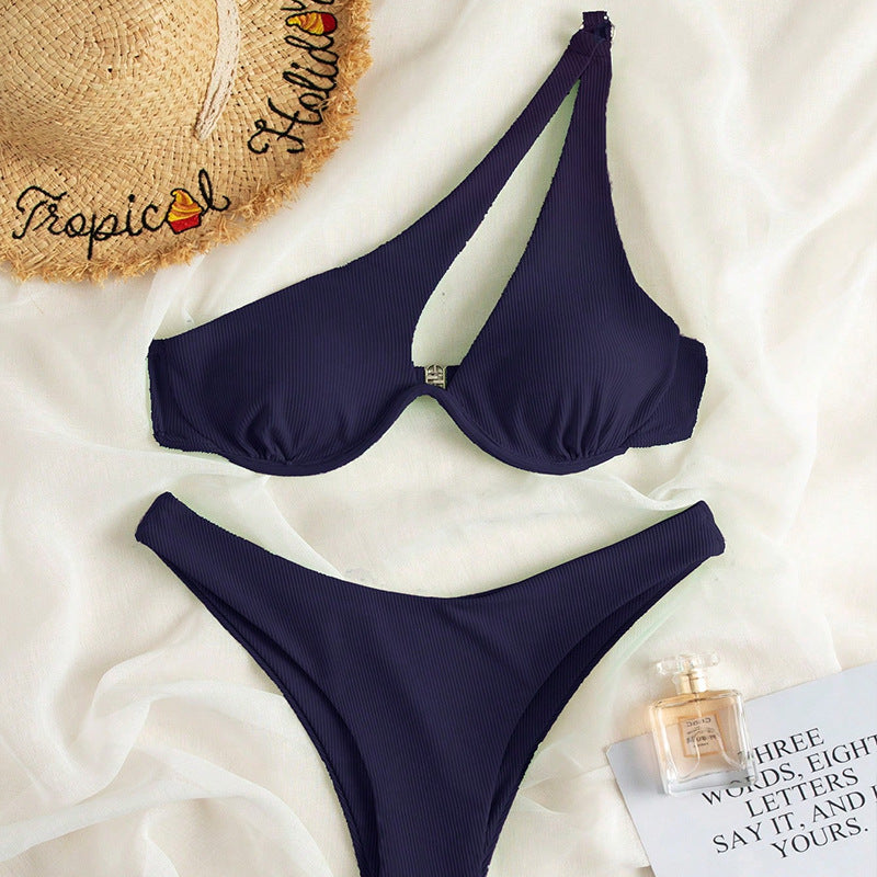 Damen Triangel-Bikini mit asymmetrischem Schnitt und gepolstertem Oberteil