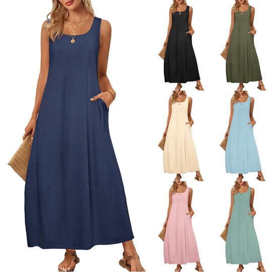 Damen Maxikleid im entspannten Schnitt mit praktischen Taschen