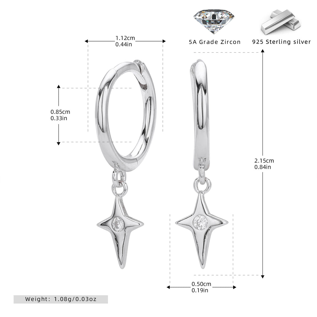 Damen Ohrhänger mit funkelndem Zirkonmotiv aus 925 Sterling Silber Shop Nory
