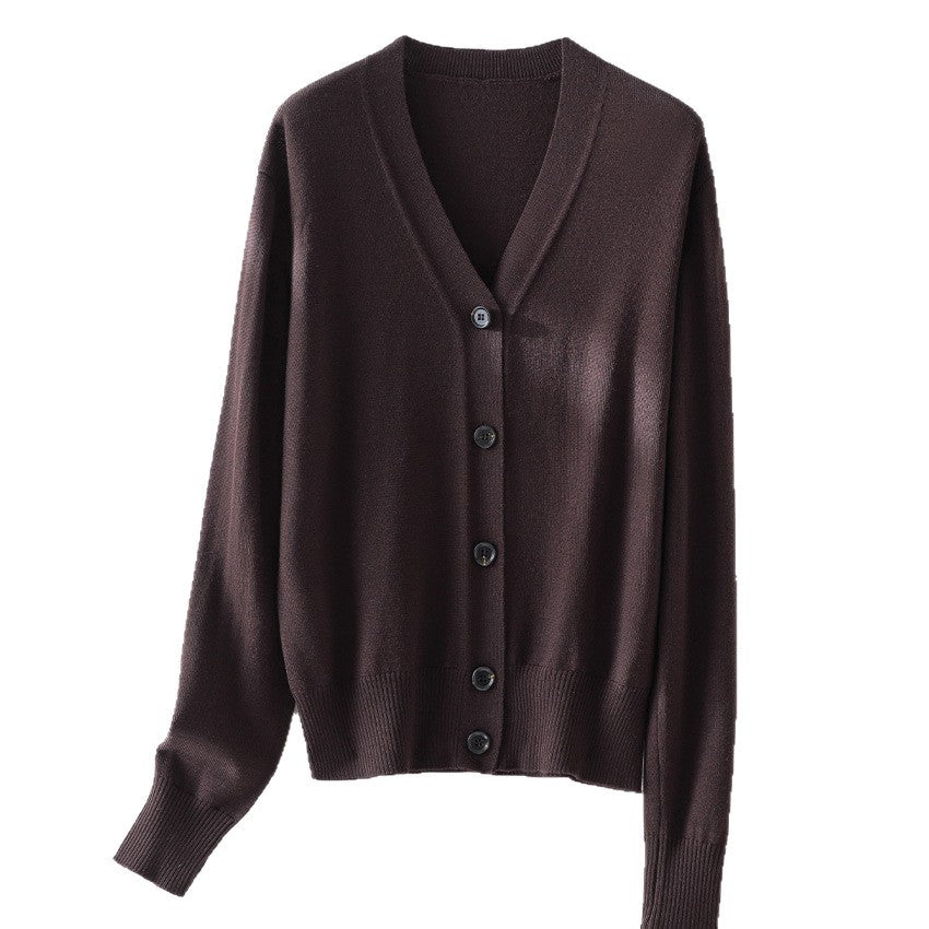 Damen Feiner V-Ausschnitt Cardigan mit Knopfleiste und geripptem Saum Shop Nory